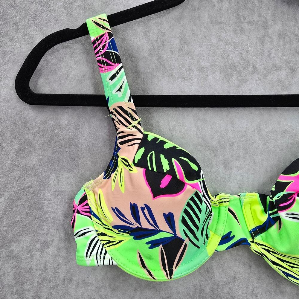 No Boundaries Green Floral Tropical Bikini Top Swimwear Padded Swimsuit Small - Picture 6 of 8